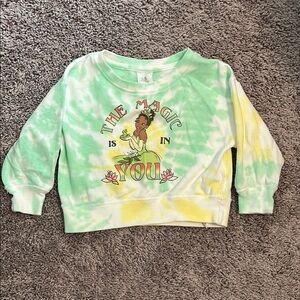 Disney Mint Green and Yellow Princess Tiana Tie-Dye Pullover Sweatshirt
